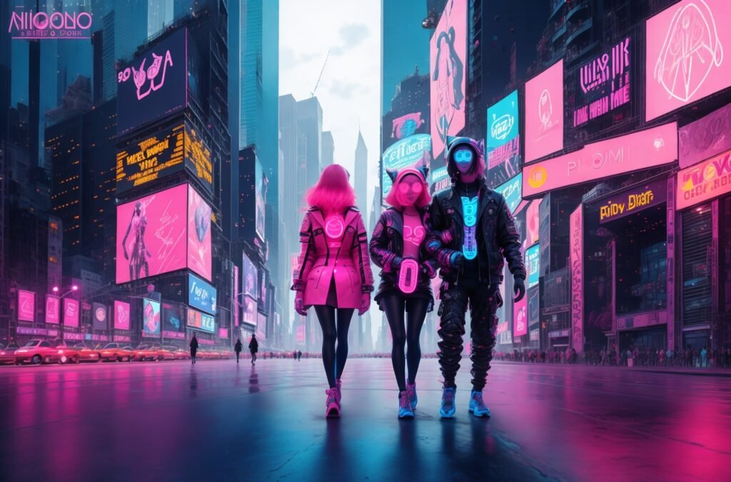 DreamShaper_v7_people_walking_in_futuristic_Times_Square_New_Y_0